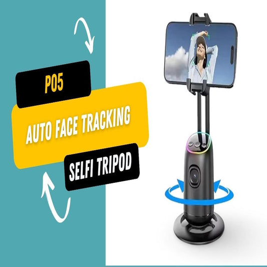 P05 Auto Face Tracking Selfie Gimbal Tripod – 360° AI Intelligent Face Tracker, Gesture Control, Built-in Fill Light, Foldable & Portable, Long Battery Life, Compatible with Android & iOS Smartphones for Vlogging, YouTube, Live Streaming & Selfies RebelRise Mart