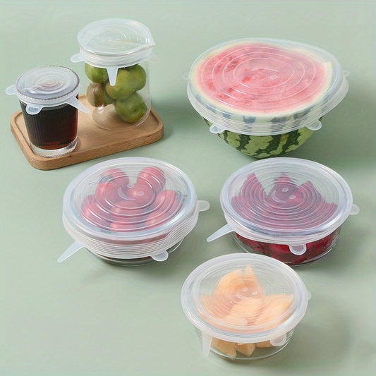 6-Pack Silicone Stretch Lids – Reusable Food Storage Covers for Bowls, Containers & Fruits | Eco-Friendly, Dishwasher & Freezer Safe