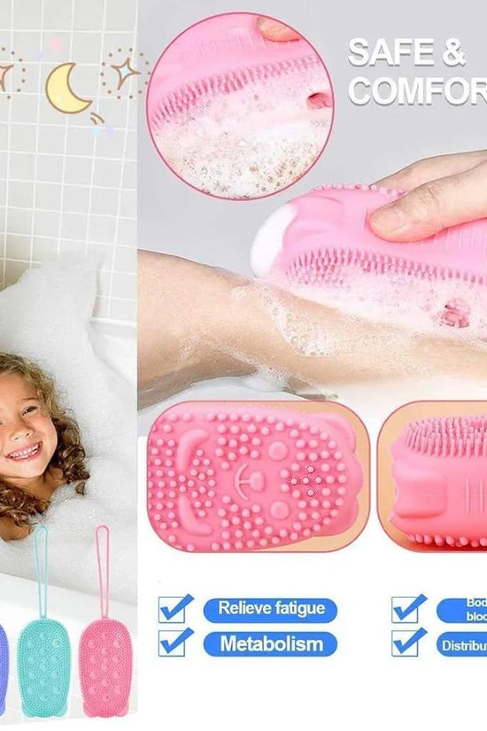 Child-Friendly Silicone Bath Brush – Durable, Easy-to-Clean Body Scrubber for Kids & Family Bathrooms RebelRise Mart