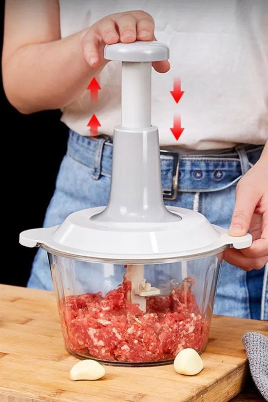 Push Food Chopper – Manual Stainless Steel Vegetable & Fruit Cutter, Easy-to-Use Kitchen Tool for Effortless Meal Prep, Durable Compact Design for Quick Chopping RebelRise Mart