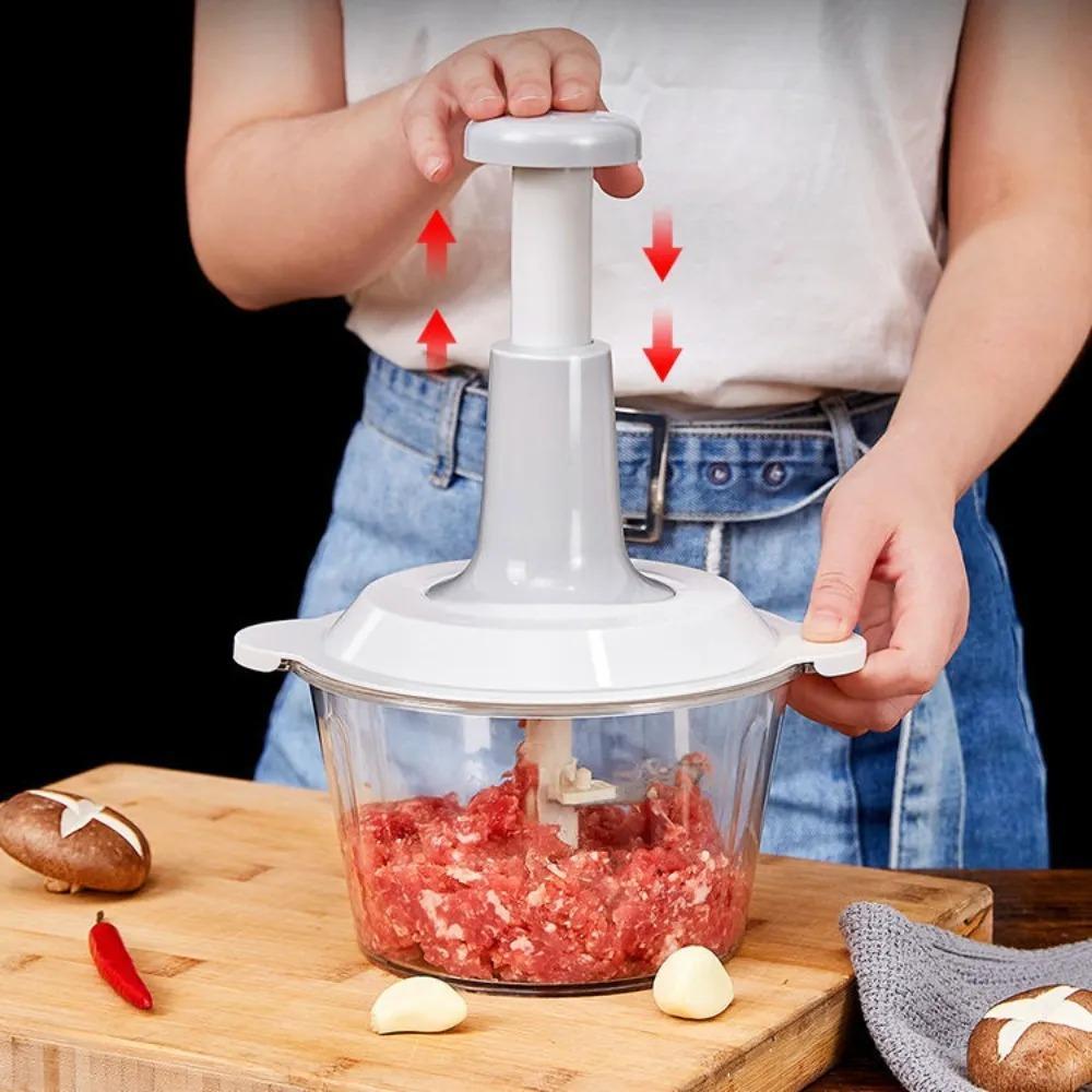 Push Food Chopper – Manual Stainless Steel Vegetable & Fruit Cutter, Easy-to-Use Kitchen Tool for Effortless Meal Prep, Durable Compact Design for Quick Chopping RebelRise Mart