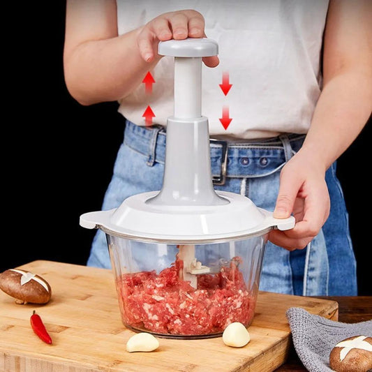 Push Food Chopper – Manual Stainless Steel Vegetable & Fruit Cutter, Easy-to-Use Kitchen Tool for Effortless Meal Prep, Durable Compact Design for Quick Chopping RebelRise Mart
