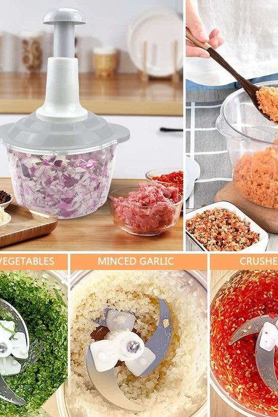 Push Food Chopper – Manual Stainless Steel Vegetable & Fruit Cutter, Easy-to-Use Kitchen Tool for Effortless Meal Prep, Durable Compact Design for Quick Chopping RebelRise Mart