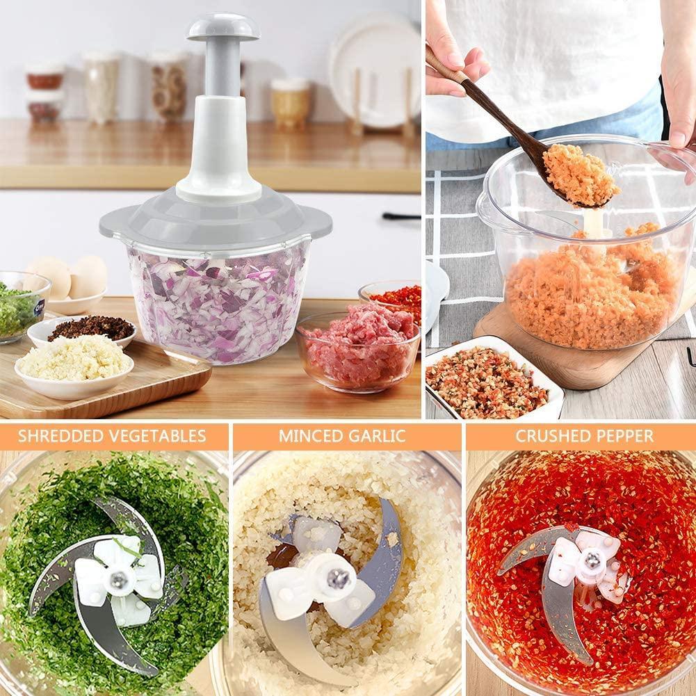 Push Food Chopper – Manual Stainless Steel Vegetable & Fruit Cutter, Easy-to-Use Kitchen Tool for Effortless Meal Prep, Durable Compact Design for Quick Chopping RebelRise Mart