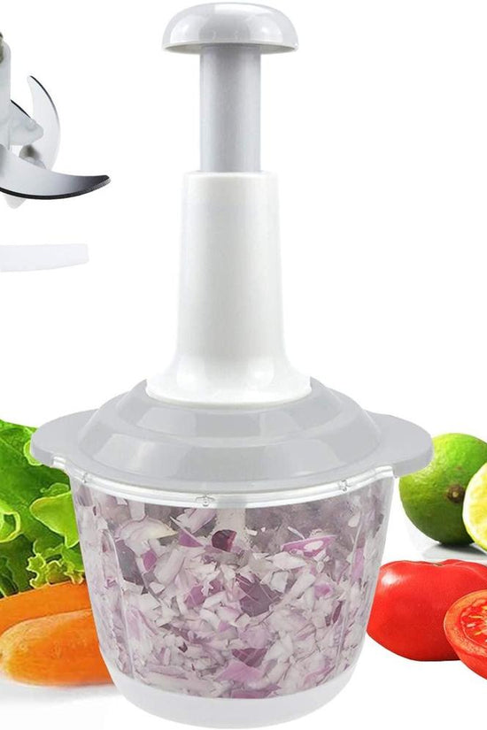 Push Food Chopper – Manual Stainless Steel Vegetable & Fruit Cutter, Easy-to-Use Kitchen Tool for Effortless Meal Prep, Durable Compact Design for Quick Chopping RebelRise Mart