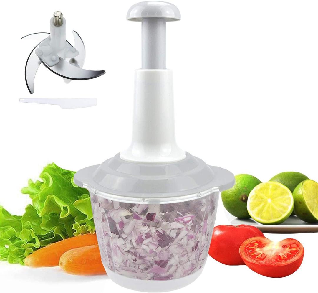 Push Food Chopper – Manual Stainless Steel Vegetable & Fruit Cutter, Easy-to-Use Kitchen Tool for Effortless Meal Prep, Durable Compact Design for Quick Chopping RebelRise Mart