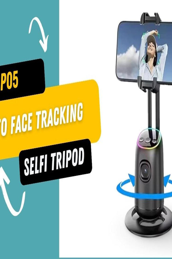 P05 Auto Face Tracking Selfie Gimbal Tripod – 360° AI Intelligent Face Tracker, Gesture Control, Built-in Fill Light, Foldable & Portable, Long Battery Life, Compatible with Android & iOS Smartphones for Vlogging, YouTube, Live Streaming & Selfies RebelRise Mart