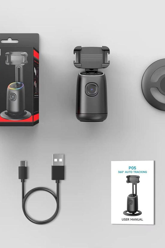 P05 Auto Face Tracking Selfie Gimbal Tripod – 360° AI Intelligent Face Tracker, Gesture Control, Built-in Fill Light, Foldable & Portable, Long Battery Life, Compatible with Android & iOS Smartphones for Vlogging, YouTube, Live Streaming & Selfies RebelRise Mart