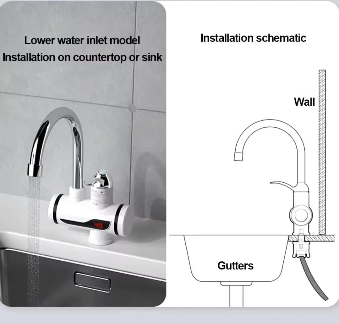 Instant Electric Water Heating Tap with Digital Temperature Display, Shock-Proof Design, Hot & Cold Water Faucet for Kitchen & Bathroom RebelRise Mart