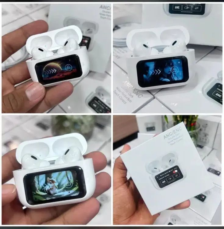 A9 Pro 2 Earbuds with LCD Touchscreen – AirPods Pro 2 Bluetooth 5.3, Noise Cancellation, 32H Battery, Surround Sound for iOS & Android