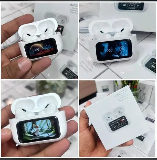 A9 Pro 2 Earbuds with LCD Touchscreen – AirPods Pro 2 Bluetooth 5.3, Noise Cancellation, 32H Battery, Surround Sound for iOS & Android
