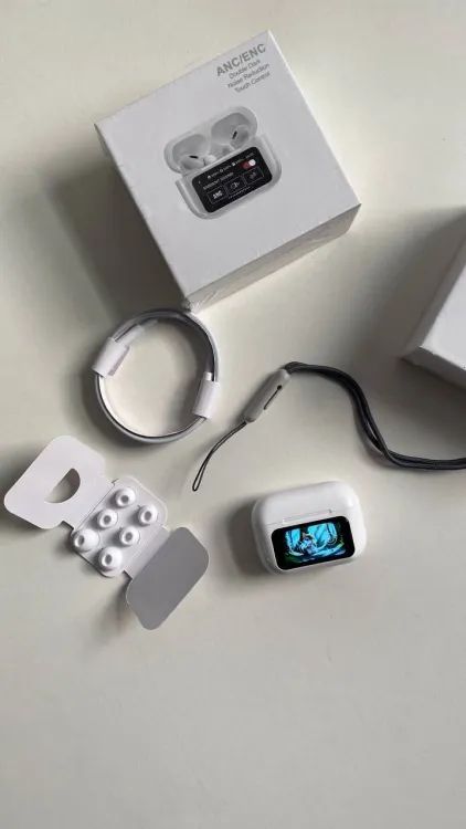 A9 Pro 2 Earbuds with LCD Touchscreen – AirPods Pro 2 Bluetooth 5.3, Noise Cancellation, 32H Battery, Surround Sound for iOS & Android