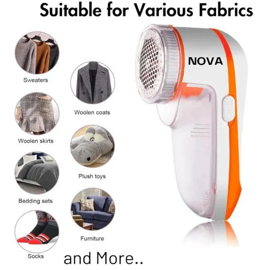 NOVA Electric Lint Remover – Fabric Shaver for Winter Clothes, Sweaters, Jackets, Sofas & Carpets | Triple Blade Safe Lint Cleaner
