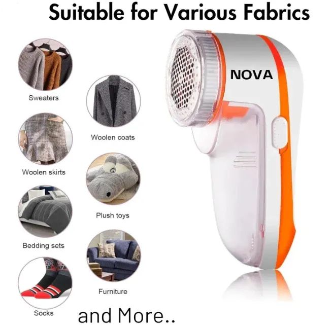 NOVA Electric Lint Remover – Fabric Shaver for Winter Clothes, Sweaters, Jackets, Sofas & Carpets | Triple Blade Safe Lint Cleaner