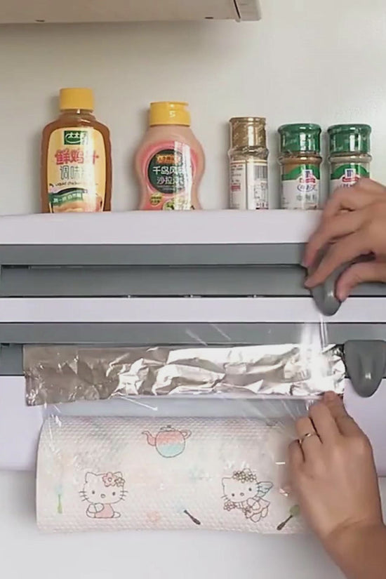 4-In-1 Kitchen Roll Holder Dispenser Kitchen Foil Film Wrap Tissue Paper 4 IN 1 Kitchen Roll Holder Dispenser