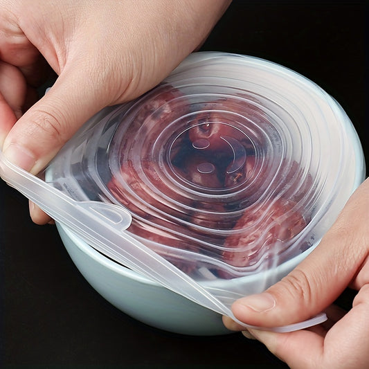 6-Pack Silicone Stretch Lids – Reusable Food Storage Covers for Bowls, Containers & Fruits | Eco-Friendly, Dishwasher & Freezer Safe