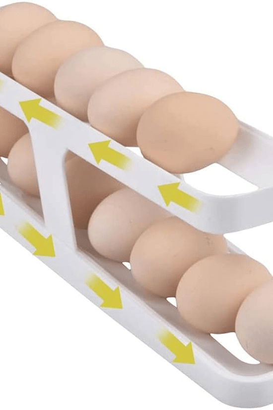 2-Tier Automatic Egg Organizer Rack – Rolling Double Layer Egg Storage Tray for Fridge & Kitchen