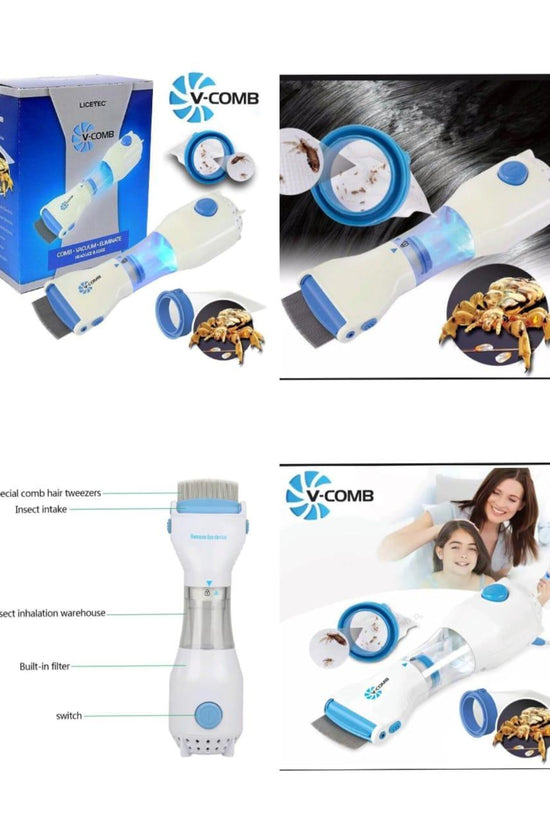 Electric Anti-Lice Comb – Chemical-Free V-Comb with Capture Filter for Safe & Easy Lice and Nit Removal