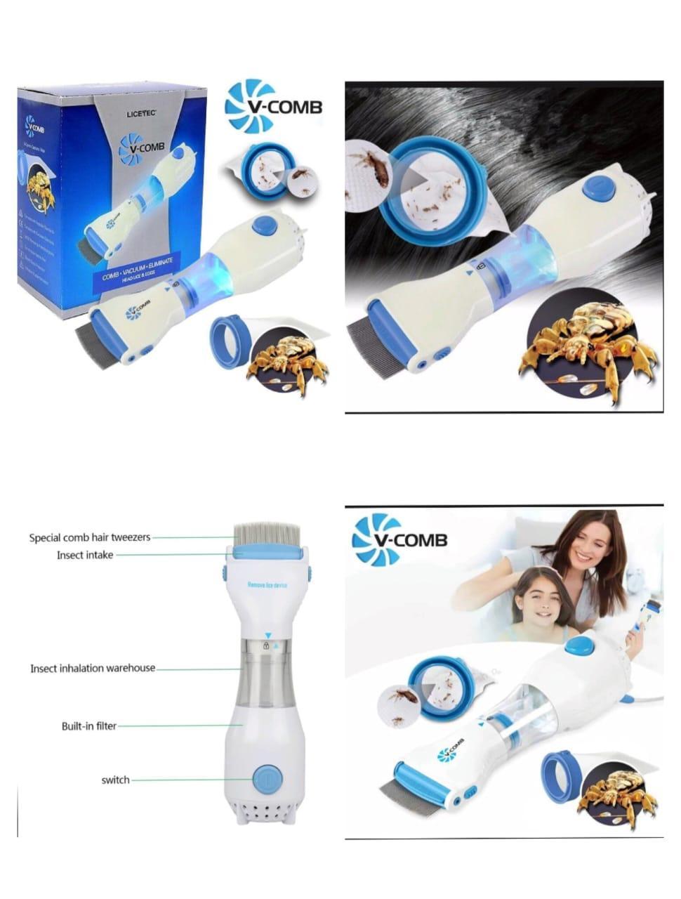 Electric Anti-Lice Comb – Chemical-Free V-Comb with Capture Filter for Safe & Easy Lice and Nit Removal