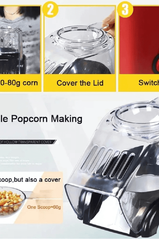 Mini Electric Popcorn Maker Machine – Oil-Free Hot Air Popper for Healthy Snacks, Home & Parties