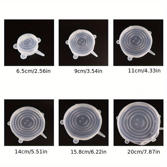 6-Pack Silicone Stretch Lids – Reusable Food Storage Covers for Bowls, Containers & Fruits | Eco-Friendly, Dishwasher & Freezer Safe