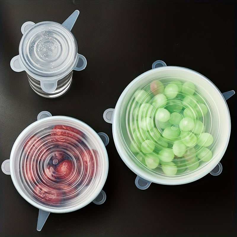 6-Pack Silicone Stretch Lids – Reusable Food Storage Covers for Bowls, Containers & Fruits | Eco-Friendly, Dishwasher & Freezer Safe