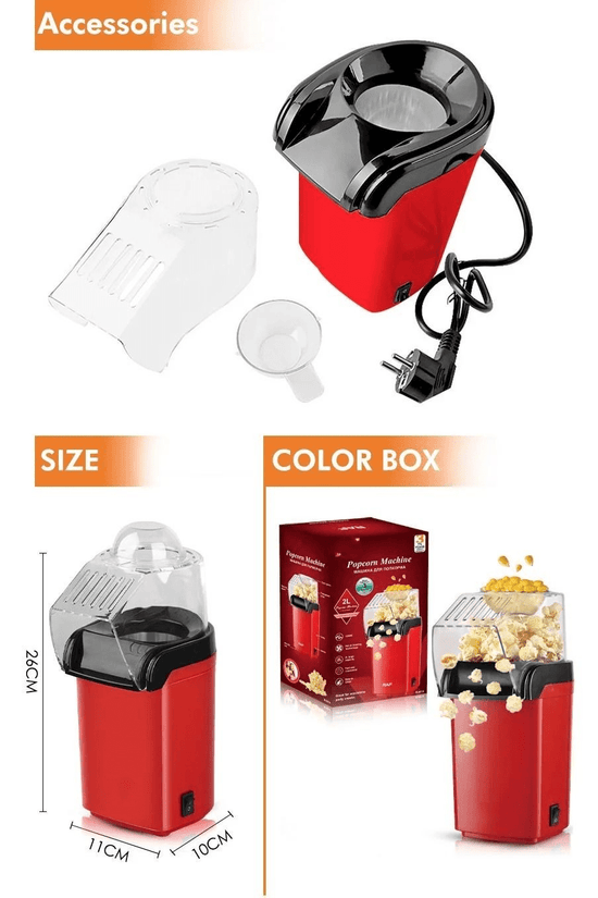 Mini Electric Popcorn Maker Machine – Oil-Free Hot Air Popper for Healthy Snacks, Home & Parties