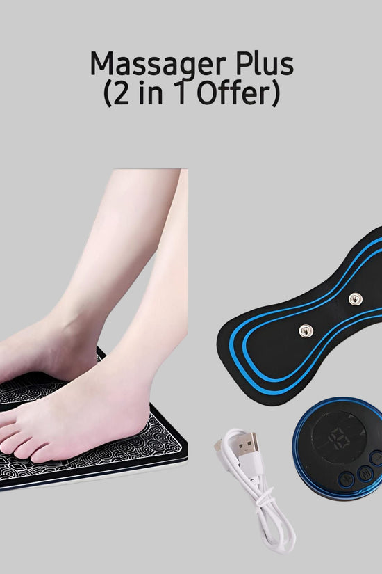 Pack of 2 – Mini Electric Body Massager & EMS Foot Massager Pad | Portable Pain Relief & Muscle Therapy